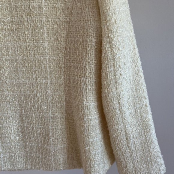 Alfani Houndstooth Off White Wool Blend Blazer Jacket Brass Snaps WomenSize 14 - Picture 6 of 6